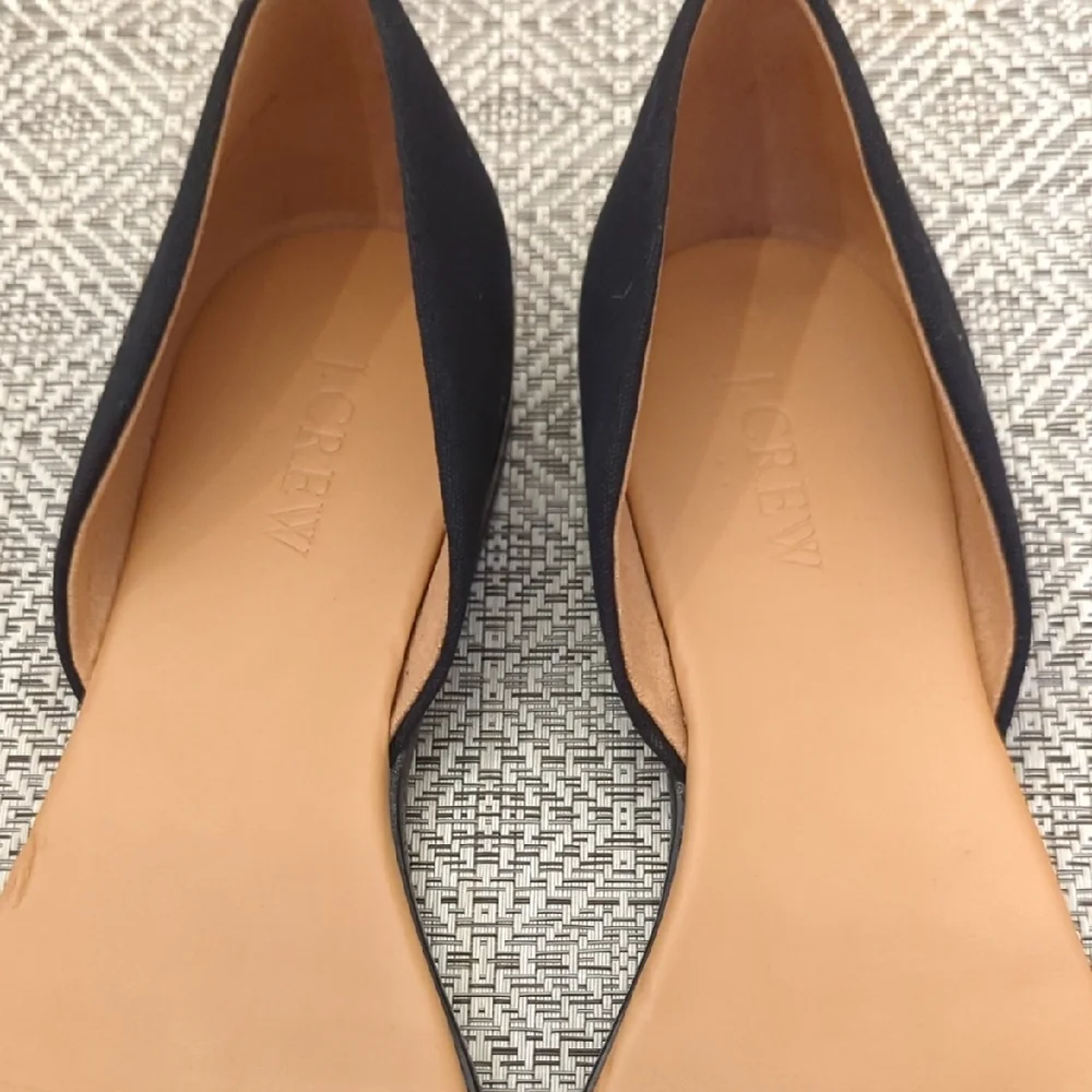 J. Crew Morgan Eyelet Peep Toe Black Flats Or Open-Toe Sandals - Picture 2 of 7